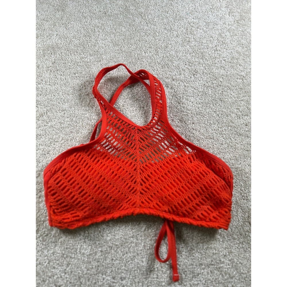 Xhilaration Women's Orange Medium Crochet Racerback‎ Swimwear Top Nylon